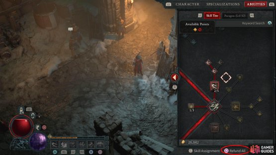 In the Character menu, go to the Abilities tab, and press the Square / X button.