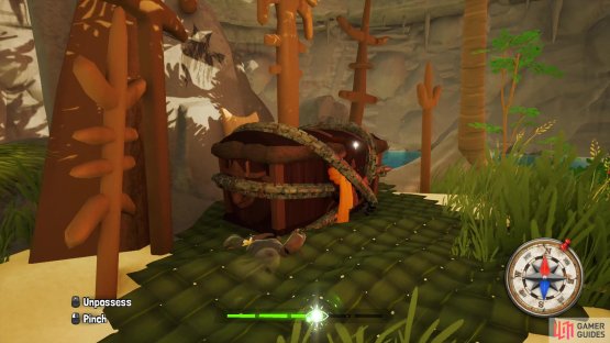 Use a crab to pinch away the chains.
