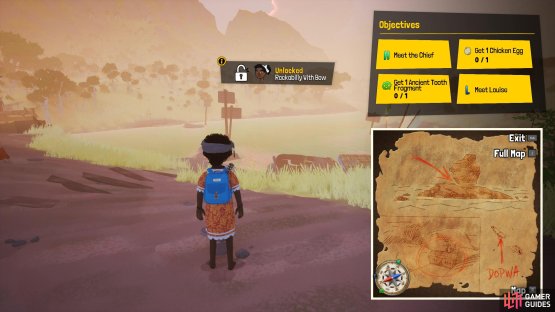 The treasure map points at Dopwa and depicts a strange rock formation