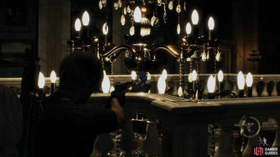 to find the fourth medallion hanging from the chandelier. 