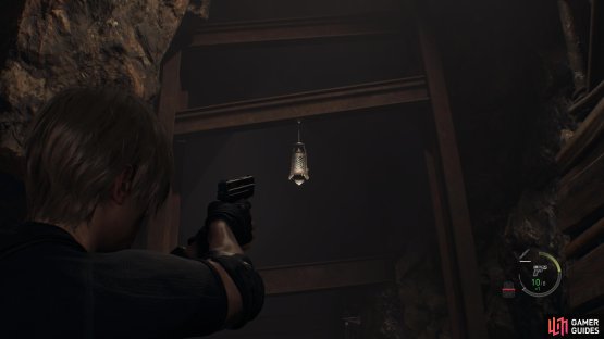 to find the container hanging from above.
