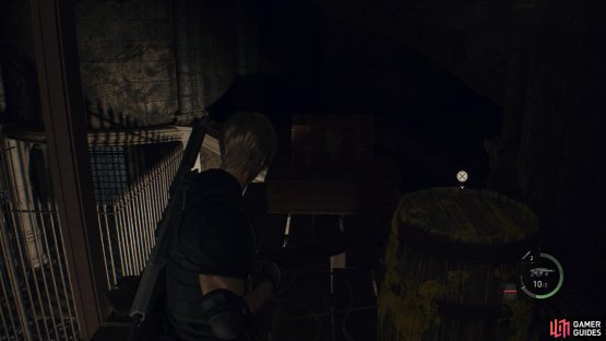 to find the chest sitting on a wooden plank.