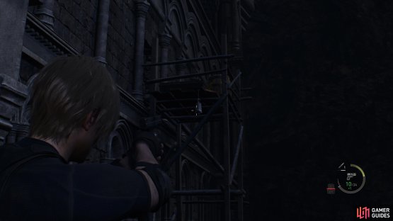 to find the final treasure hanging from the scaffolding.