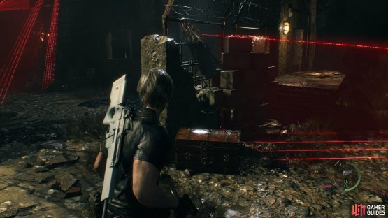 to find the chest sitting beside the turret.