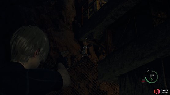 to find the treasure hanging from the corner of the building.