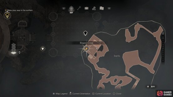 In the depths, make your way to the small building in the northwest, and go around the right side of it.