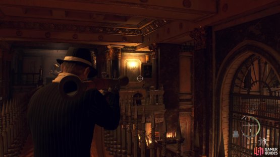 Aim the Rocket Launcher just above the lever, and shoot just as you&rsquo;re past the second pillar (to your right).