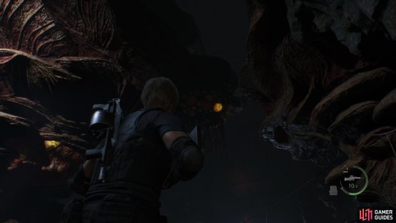 Exit the second cave to find the third hive directly above