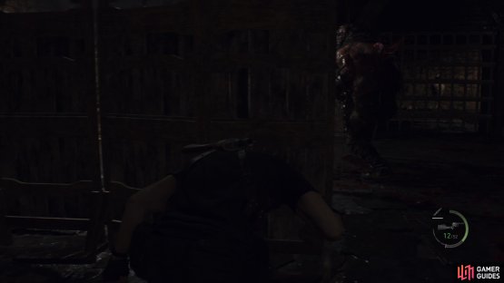 Hide behind the wall until the Garrador looks away