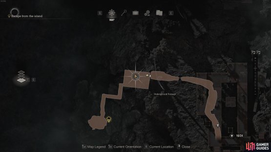 The location of the Clockwork Castellan, in the northwest part of the room.
