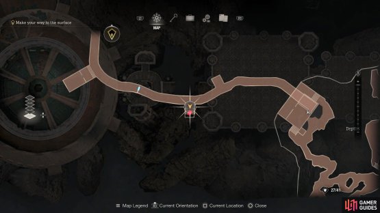 Continue west through the tunnels until you reach an alcove on your left.