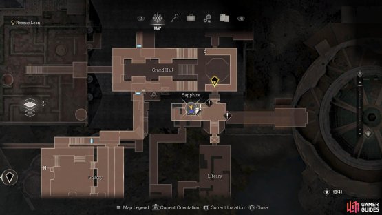 Head up the elevator in the library to head to the next floor.