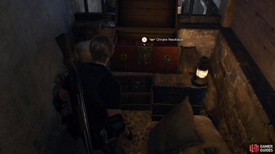 Pull the switch, drop through the hole, and go through the door. The treasure chest will be in a small room to the right.