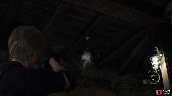 The Ruby can be found in a silver container hanging from the ceiling.