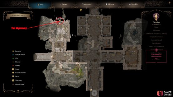 The alternative method is to go into the prison area of Wyrm&rsquo;s Rock and head northwest.