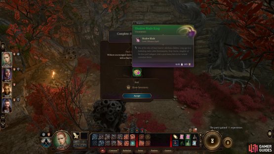 as a reward you&rsquo;ll be granted a Shadow Blade ring. 