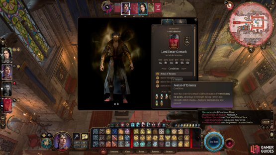 Avatar of Tyranny will give Gortash up to 150 temporary hit points as well as some new attacks.
