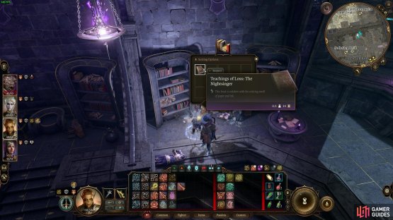 To solve the final Nightsong Puzzle, loot this book from the bookcases around the Shar library after completing the Dark Justiciar Trials.