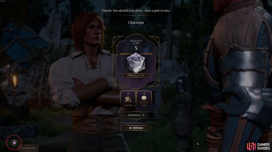 Look for the die icon in the bottom left of the screen during a roll check.