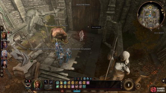 Enter the Shattered Sanctum via the Heavy Oak Doors where the ogre stands guard.