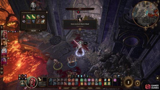 Once Nere is defeated, loot him for a variety of goodies, including a Broken Moonlantern and pass a Strength 10 check to take his head.
