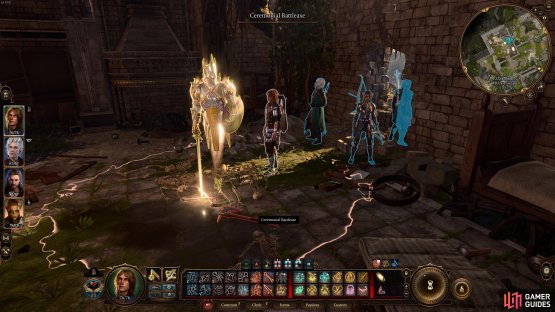 You&rsquo;ll notice the Ceremonial Battleaxe on the ground in front of the Guardian of Faith.