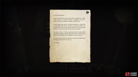 The letters will detail a bit about what specific characters have been up to since you last met.