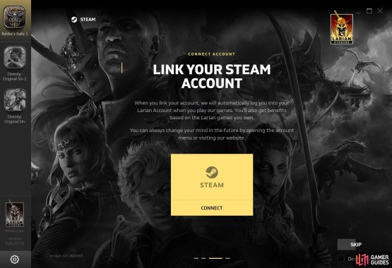 You need to login to your Larian account from the platform of choice before you get this prompt.