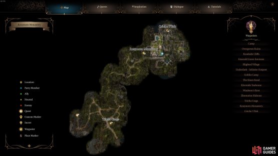 You can head north from the Trielta Crags to reach the Rosymorn Monastery.