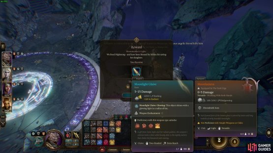 If you save the Nighstong, you get your hands on the Moonlight Glaive.