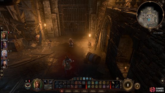 Look for Halsin on the eastern side of the dungeon, caged as a bear.