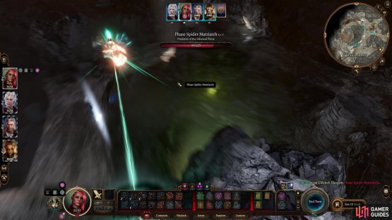 If you have a reliable means of knocking enemies back, hit the Phase Spider Matriarch as she patrols her web bridges,