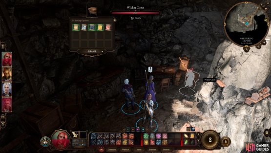 and a chest full of scrolls.