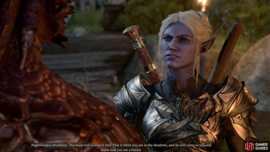 Minthara tells you to play a Harp to summon a creature via the Mountain Pass to help you navigate the journey.