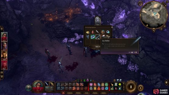 and inspect Filro&rsquo;s corpse to find the Icy Crystal.