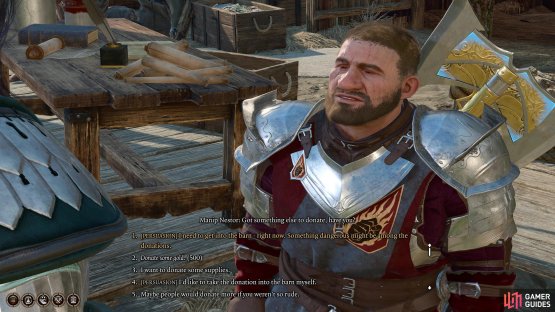 Persuade Nestor to allow you to search the barn for explosives. If you pass the check, he&rsquo;ll oblige.