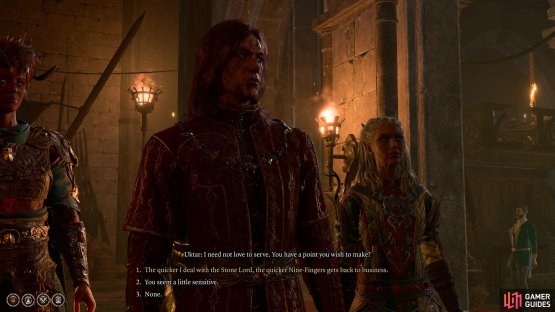 Talk to him to find out where the Stonelord ambush will happen.