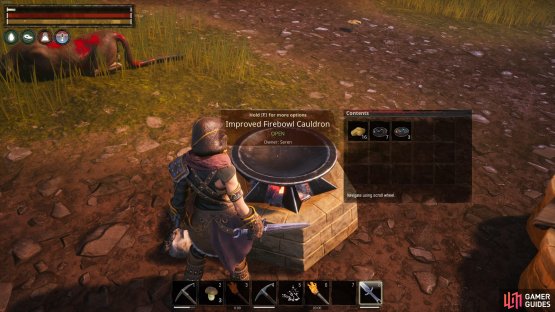 Set up a Firebowl Cauldron and light it