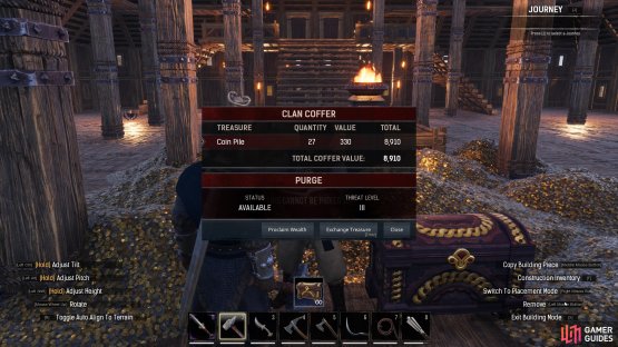 You can see the basic stats of your treasure hoard by speaking with the treasurer once you&rsquo;ve built a clan coffer.