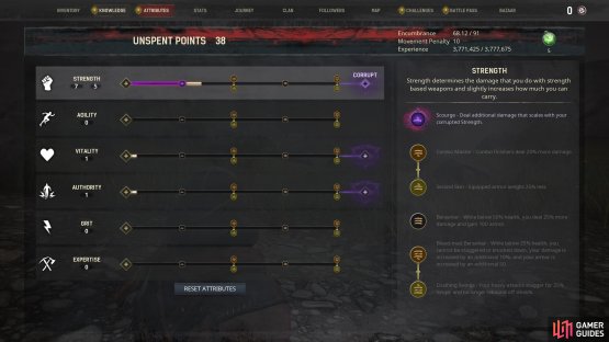 You can only invest in corrupted perks as far as you&rsquo;ve invested regular perks for a specific attribute.