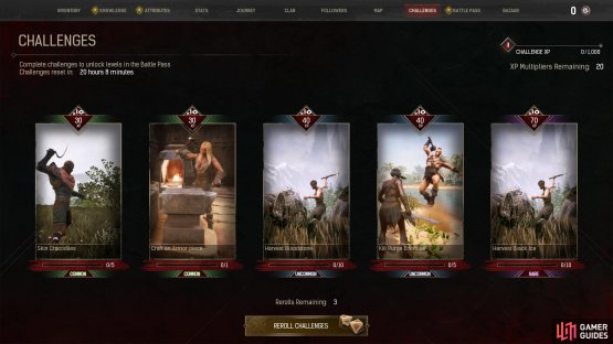 Your daily challenges refresh every 24 hours, but you can re-roll them if you want something different.