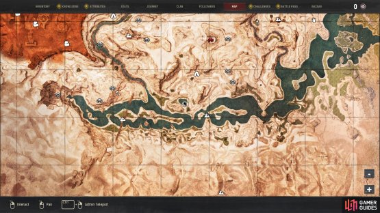 The location of the Giant Crocodile just northwest of The Sentinels.