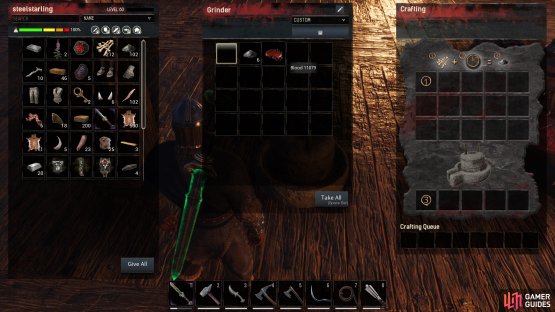 You can place severed limbs and other body parts in the grinder for a chance to yield blood.