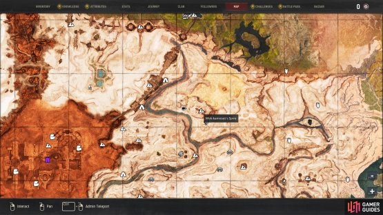The location of the Giant Crocodile west of Mek-kamoses&rsquo;s Spire.