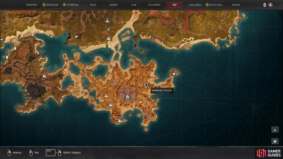The location of Netikerty&rsquo;s Throne, south of The Nook.