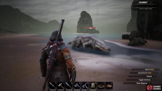 The Giant Crocodile on the shore just northeast of Flotsam.