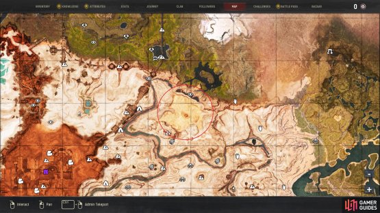 You can find Thunderfoot in this region of desert to the northeast of The Unnamed City.