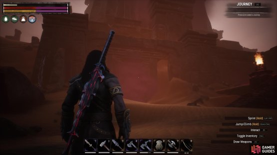 You can gain corruption by entering areas where it&rsquo;s prevalent, such as the purple mist here in The Unnamed City.