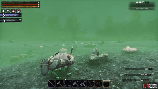 Weapon with the Water Breathing perk will allow you to breathe underwater indefinitely.