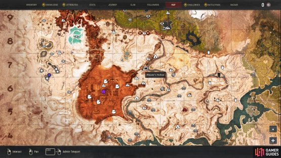 The location of Weaver&rsquo;s Hollow, just to the northeast of The Unnamed City.